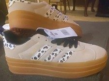 adidas Women s Low Top Lace-Up Sneakers White Leopard Animal Print Gum Sole