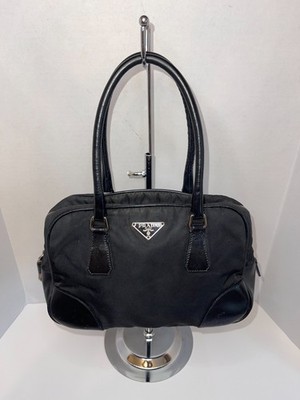 Authentic Vintage Prada Bauletto Tessuto Nylon Handbag Black | Timeless Elegance