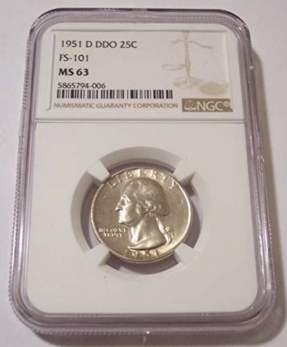 1951 D Washington Quarter DDO Variety FS-101 MS63 NGC