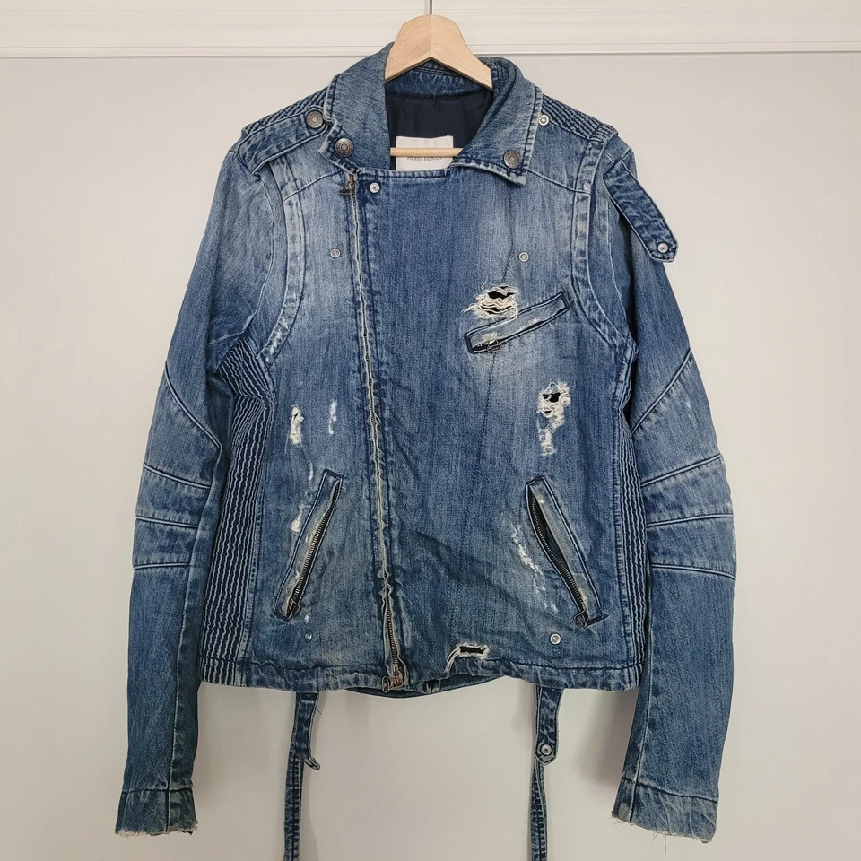 罕见 Pierre Balmain Moto 自行车蓝色牛仔夹克 $1,920 36 / 50 / 大号 — 第 2/4 张图片