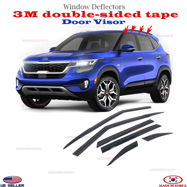 2S Tape Door Visor Vent Shade Rain Window Guard for Kia Seltos 2020