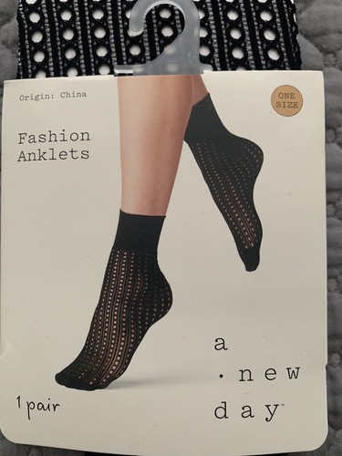 Women's Fashion Anklet Socks - A New Day One Size Textured/Net/Studded/Plaid - Picture 5 of 8