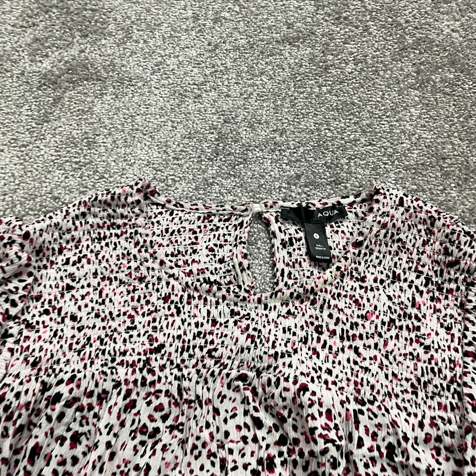 Aqua на Bloomingdale's туника блузка женщин маленький белый леопард длинным рукавом Топ - Изображение 4 из 4