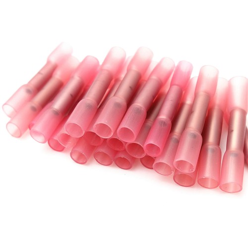 100 PCS Red 18-22 AWG Heat Shrink Butt Connectors Crimp Waterproof Terminals - Picture 3 of 9