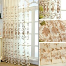 Floral Embroidery Tulle Fabric Material for Curtain Drape Panel DIY By Meter