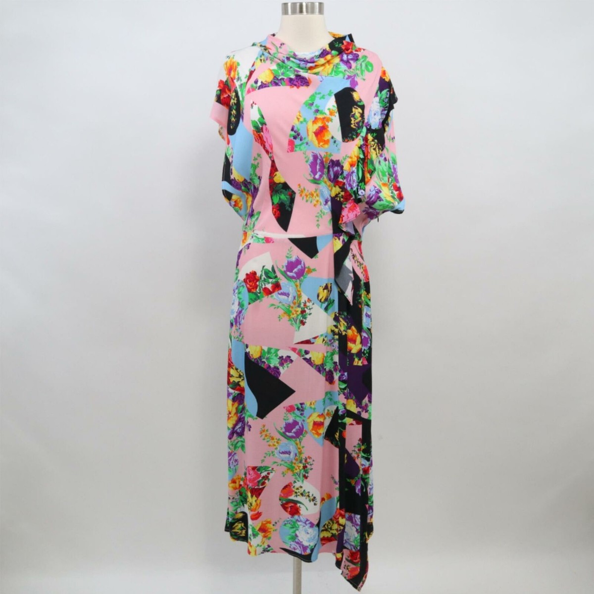 floral short sleeve asymmetrical hem midi dress Bohemian Floral Chiffon Midi Dress