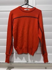 Gerry Outdoor Made in USA Wool Sweater Men's Medium Orange Navy Stripe M LS
