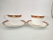 Set of 2 Royal Crown Derby Cloisonné Cups and Saucers