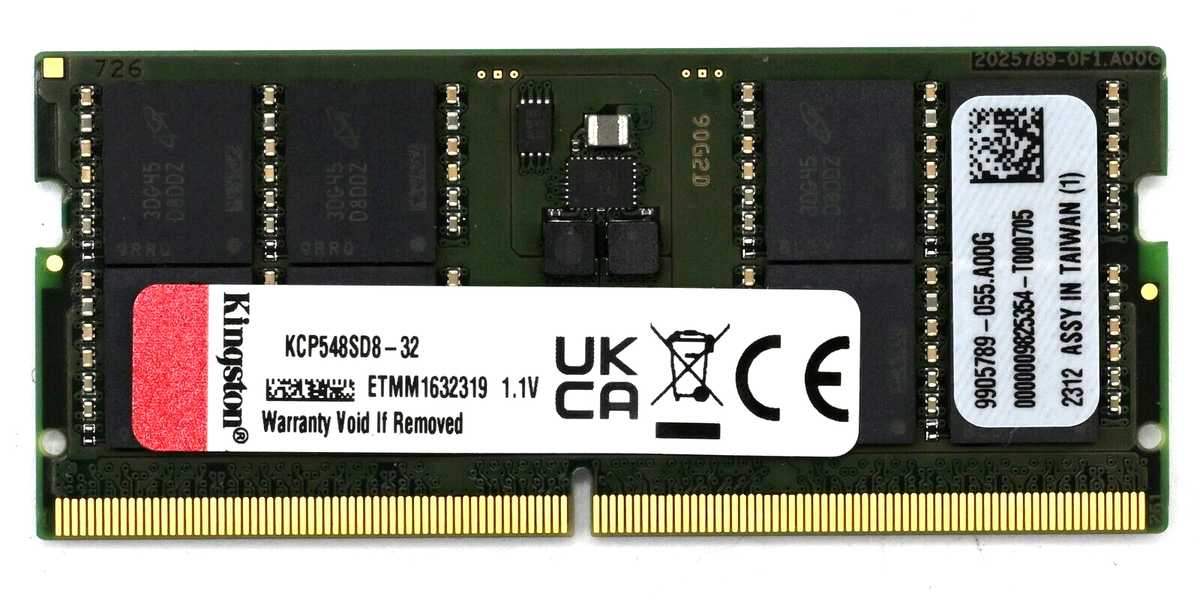 Kingston 32GB DDR5 SODIMM 4800MHz 2Rx8 Laptop RAM CL40 Memory