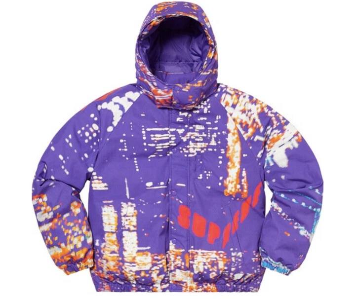 Supreme SS20 City Lights Puffy Jacket Purple Size Medium Box Logo