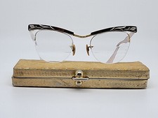 Bausch  Lomb B L Vintage Aluminum 1/1012k Gold Fill Cat Eye Eyeglasses w/ Case