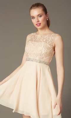 Pink Champagne Dancing Queen Promgirl Lace Embellished Bedazzled