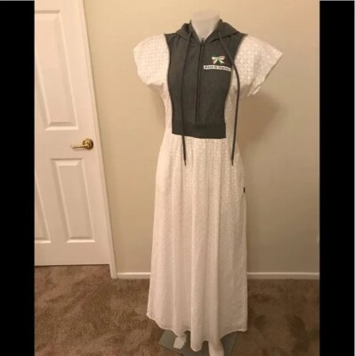 chinese dress ladies Long Dress with Love Moschino Print / Blue
