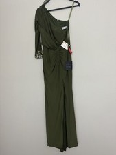 NWT Ieena For Mac Duggal Green One-Shoulder Draped Evening Gown Size 0
