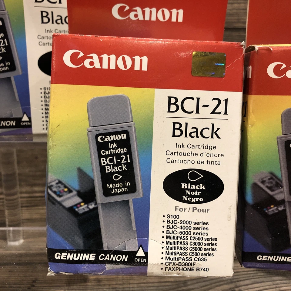 NUEVO Cartucho de tinta Canon BCI-21 tricolor y negro sellado GENUINO Canon Lote de 4 Foto 3 de 4