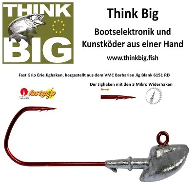 ✅ 2 Stück VMC Fast Grip 6151 RD Erie Jigs Größe 5/0, verschiedene Gewichte ✅