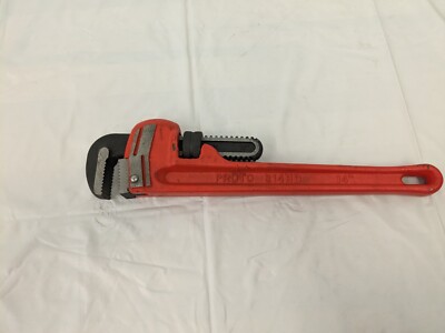 PROTO Straight Pipe Wrench: 14  OAL, Steel J814HD