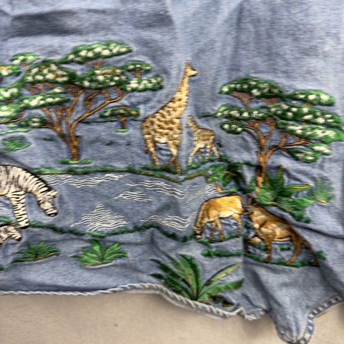 Vintage WWF Vest Women Plus 26/28 Embroidered Safari Chambray Giraffe Zebra READ - Picture 6 of 13