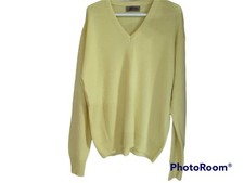 Vintage Jantzen V-Neck Pullover Sweater Light Yellow Preppy XL Made In USA