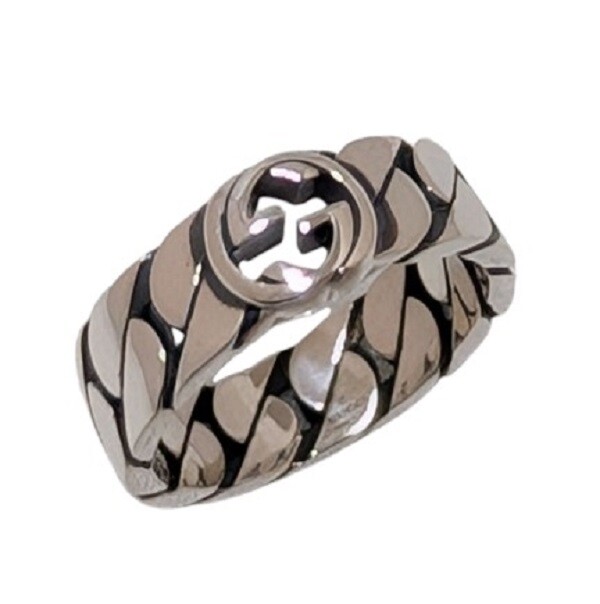 Authentic Gucci SV925 Ring Interlocking G Ring Ag… - image 1