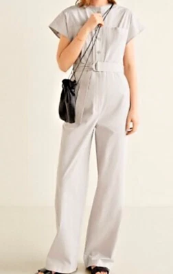 Combinaison gris clair style baroudeur chic ceinture coulissante MANGO M - Photo 1/4