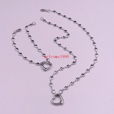 Set of Stainless Steel Hollow out Heart Pendant Necklace bracelet Heart Chain