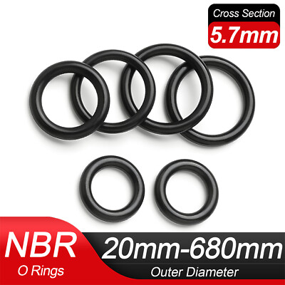 5.7mm Cross Section O-Ring Nitrile Rubber Oil Resistant Seals NBR 70 20-680mm OD