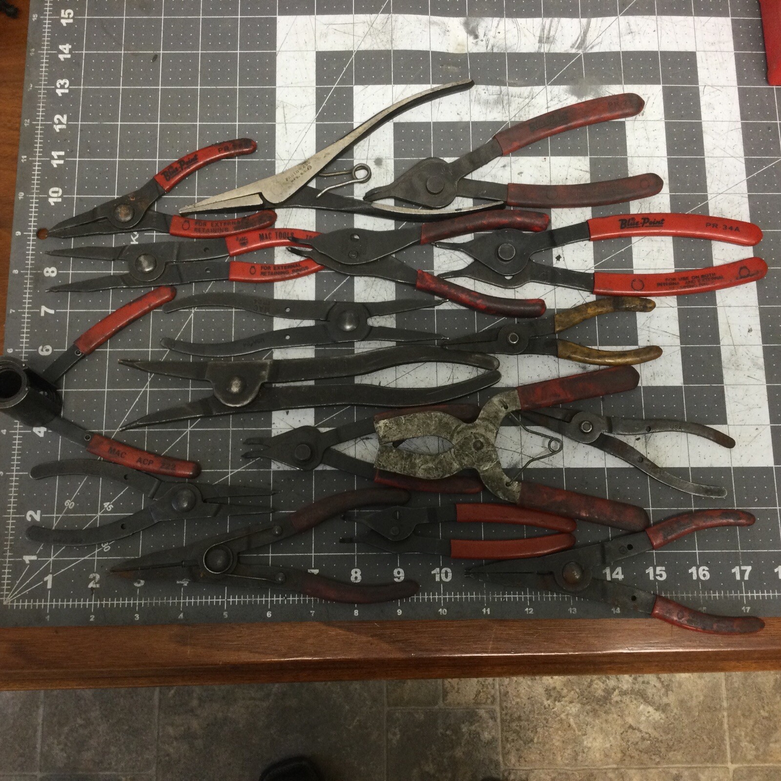 Lot Of Pliers,Mac,Matco,Proto And Blue Point Pliers Snap ring .17 Total
