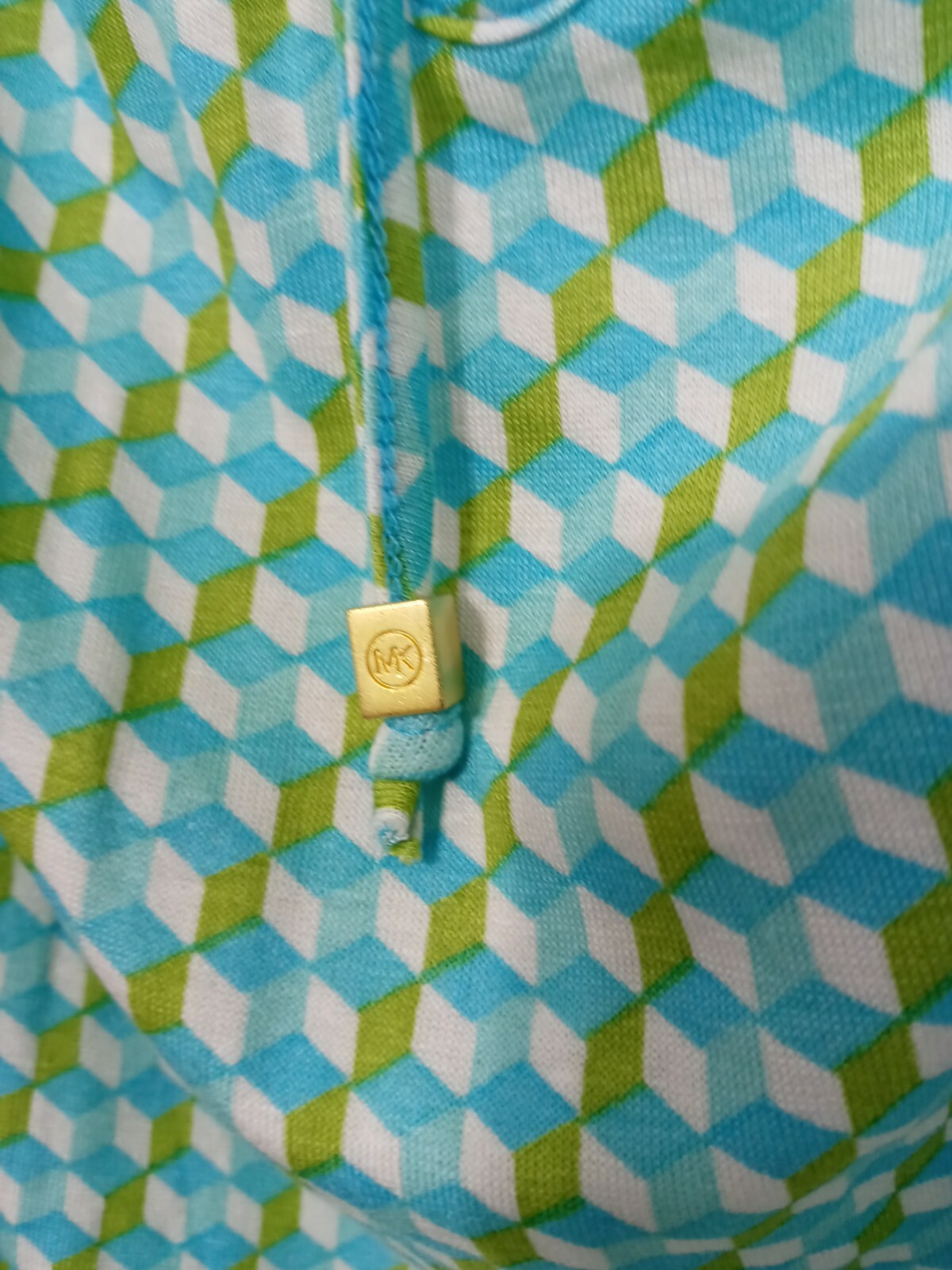 Michael Michael Kors Turqoise Long Sleeve Cold Shoulder Blouse Geometric pattern image 3