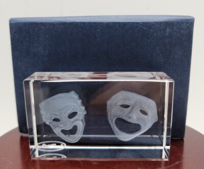 My3DCrystal - Laser Etched Rectangular Crystal - Comedy And Tragedy. 