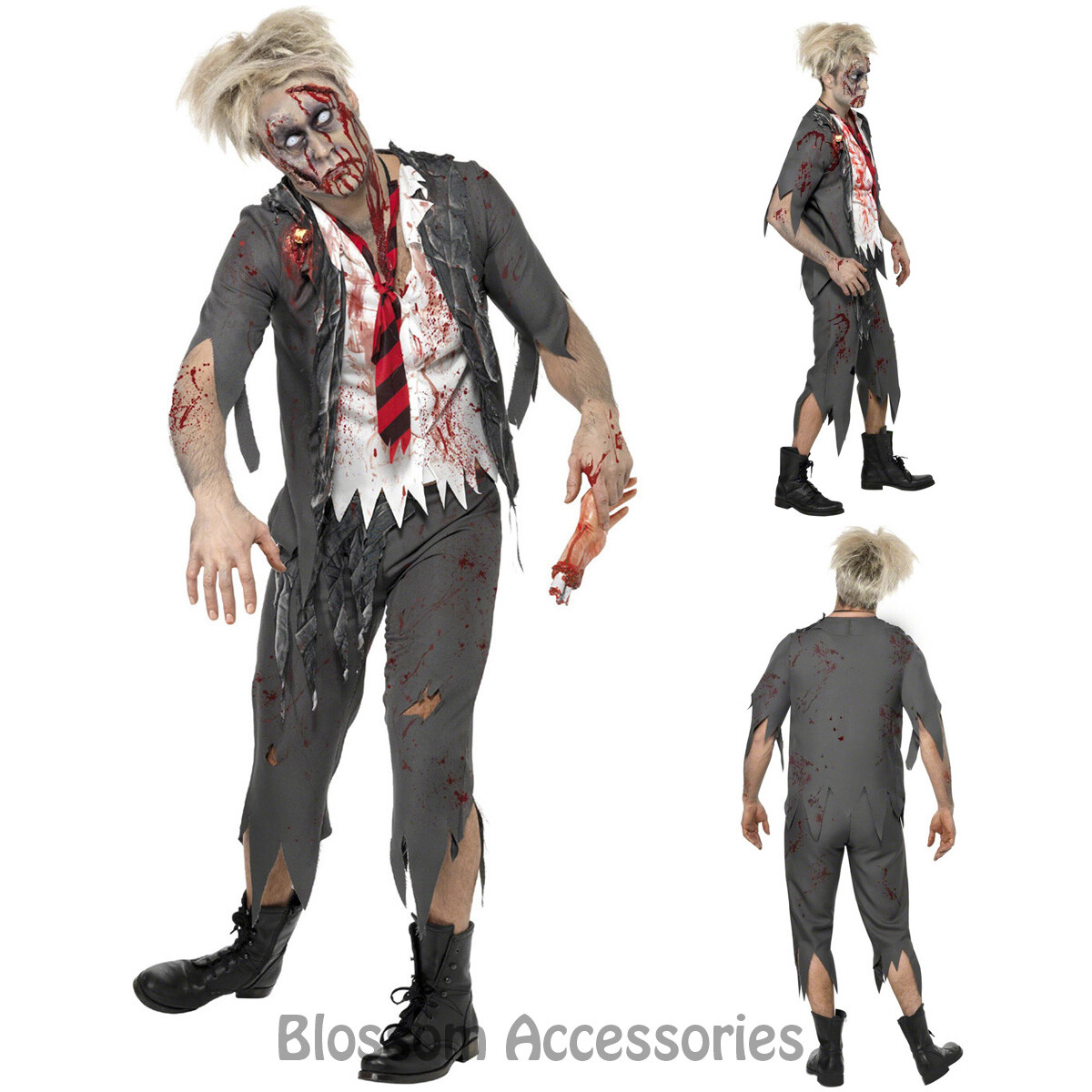 Zombie Student Costume Child Black White Zombie Student Costume Child Black White