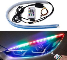 2x 24in Led Headlight Surface Flexible Strip Rgb Multi Color Drl Neon Tube Light