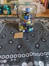  LOT 4 Antique clear ball mason jar wire Full of Marbles Toy Lot bristol Farm