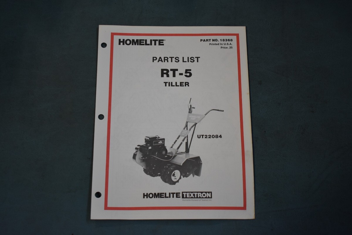 Jacobsen Homelite RT-5 Tiller/Cultivator Parts List Manual UT22084