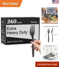 360 Count Heavy Duty BPA-Free Black Plastic Forks for Elegant Gatherings