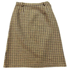 Wool Skirt Vintage 1950s Houndstooth Brown A-Line Union Made Size M/S 