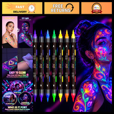 32 Colors Glow in The Dark Body Paint Markers - UV Neon Face  Skin Paint Pens f