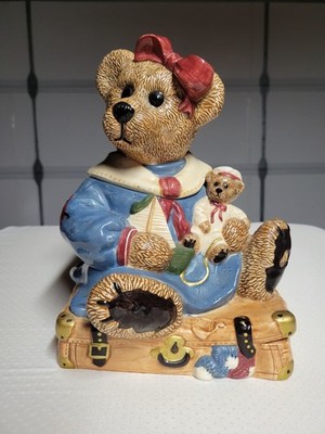 Boyds Bears Bailey Bear on Suitcase Cookie Jar Bearware Pottery Works 
