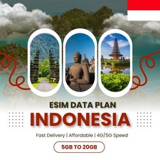 Indonesia 5 GB to 20 GB eSIM 4G/5G Data Plan Same-Day Delivery Easy Setup