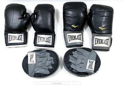 Everlast EverFresh 16oz 12oz Boxing Training Sparring Gloves Black & Punch Mitts