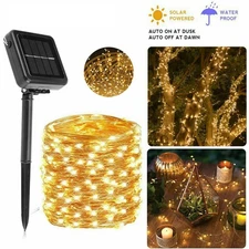 99FT Solar String Lights Outdoor Yard Fairy Light 300LED RGBW Copper Wire IP65