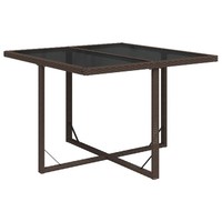Gartentisch Braun 109X107X74 Cm Poly Rattan Und Glas