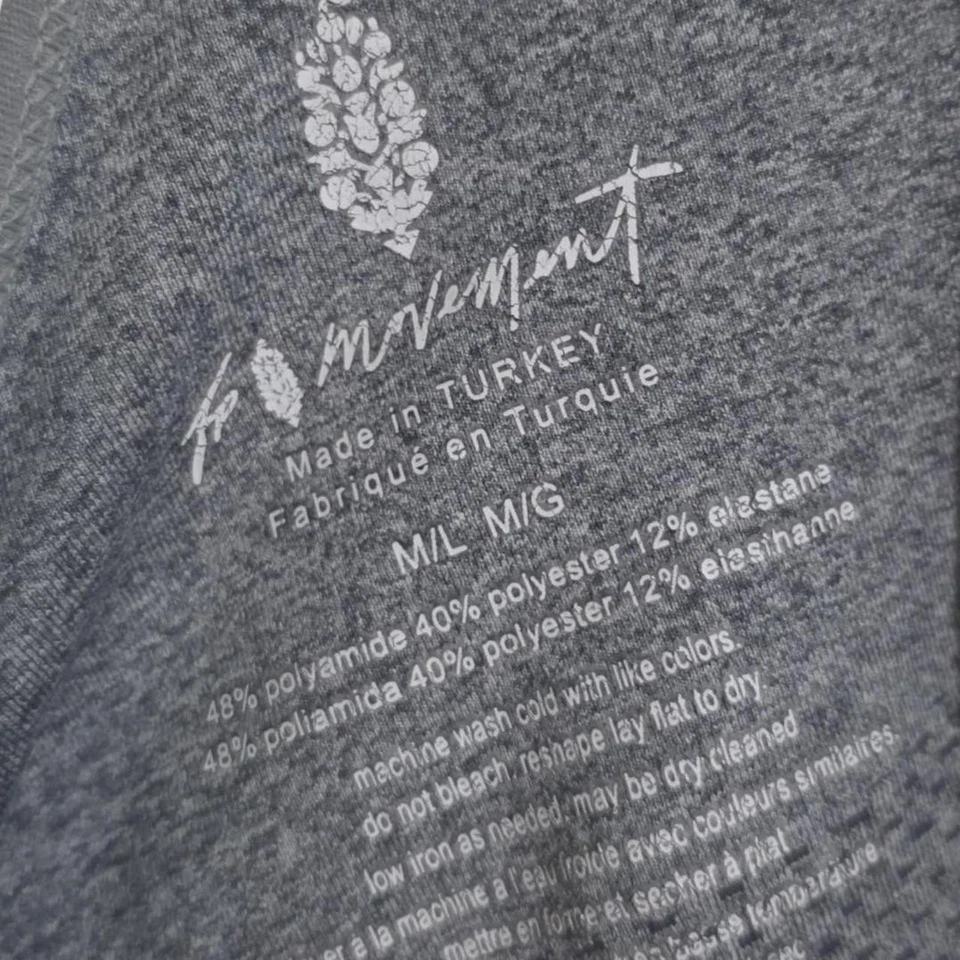 Sutiã esportivo feminino Free People cinza gola alta tamanho M/L roupa ativa treino - Imagem 2 de 4