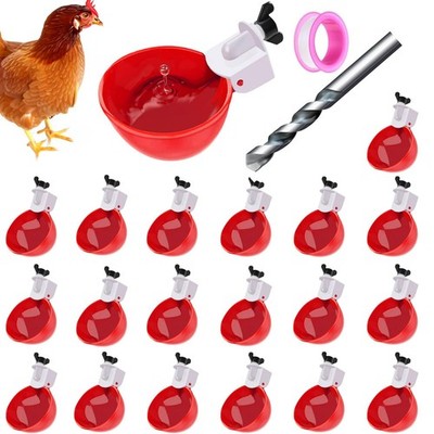 Jiashuiwin 20 Pack Chicken Waterer Cups 3/8 Inch Large Automatic Chicken Water