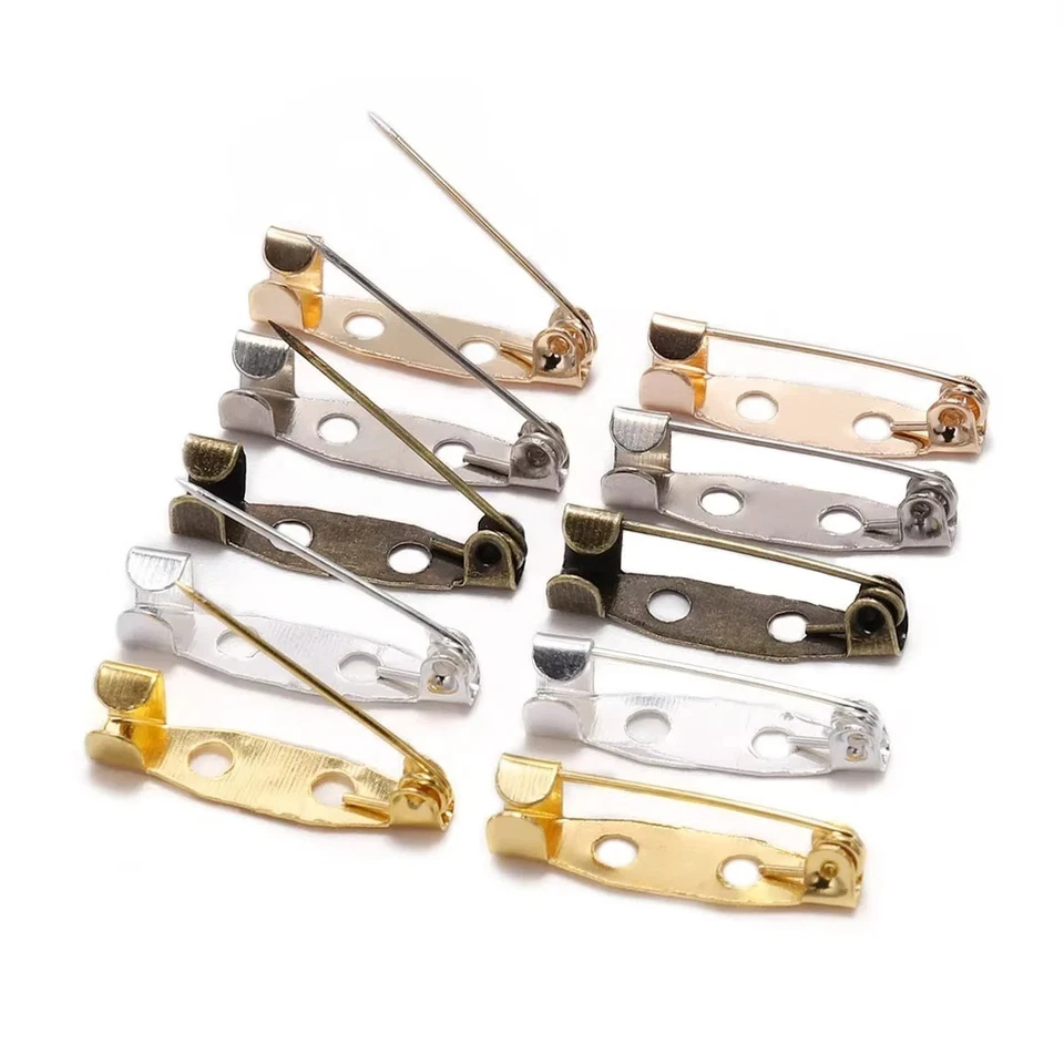50pcs 15mm-35mm Brooch Clip Pins Badge Fastener Bar Craft - Image 2 of 4