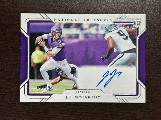 2024 National Treasures Rookie Signature Field Pass Auto JJ McCarthy 88/99