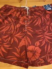 Caribbean Joes Swim Trunks Xxl Red With Floral Print. NWT