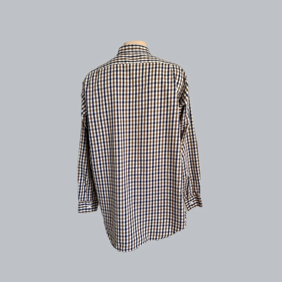 Camisa a Cuadros AQUASCUTUM Vintage Para Hombre Algodón Marrón Talla XL Foto 2 de 4