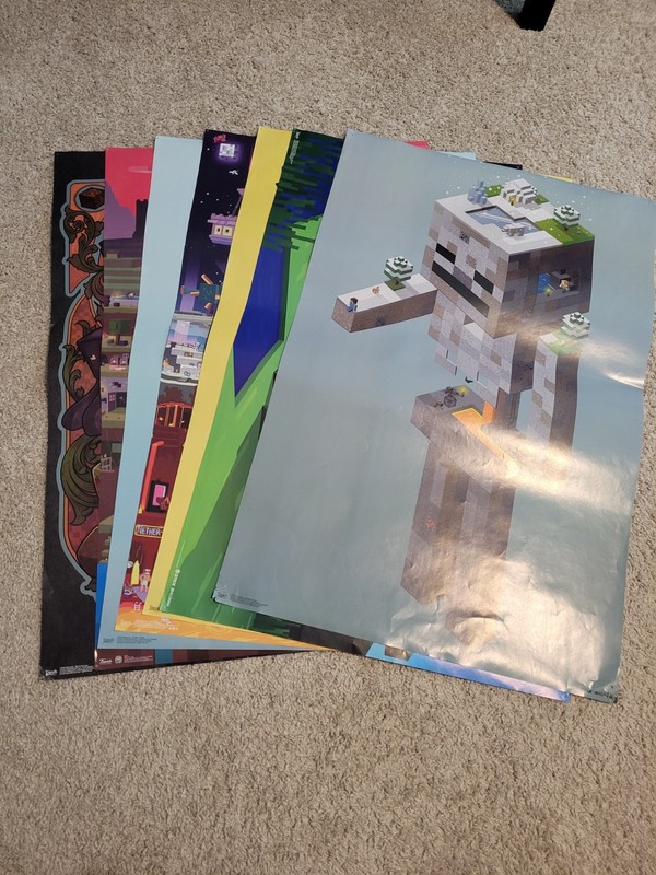 Lot of 7 Minecraft Wall Poster 2016 2017 Mojang Jinx Nintendo Playstation XBOX 