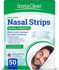 Extra-Strength Nasal Breathing Strips Clear 50 Ct Works Instantly, Nasal Cong